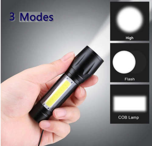 Portable Rechargeable Zoom LED Flashlight XP-G Q5 Flash Light Torch Lantern 3 Lighting Modes