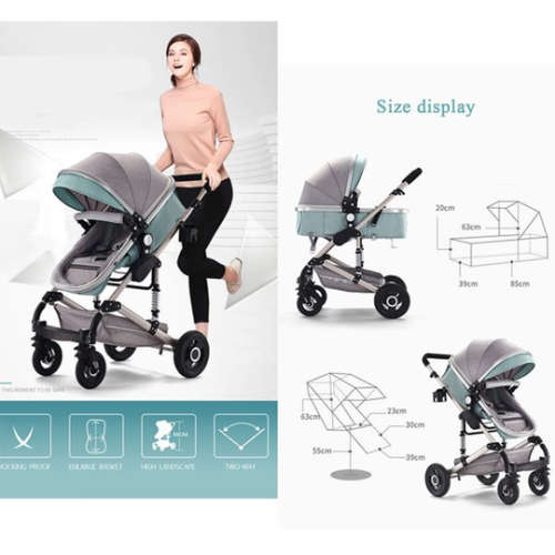 Belecoo stroller 2 in 1 Foldable Baby Pram Black And Brown