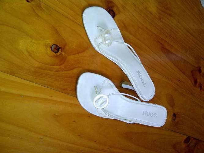 Size 4: White summer heels