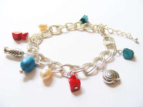 Gorgeous silver and gemstone charm bracelet