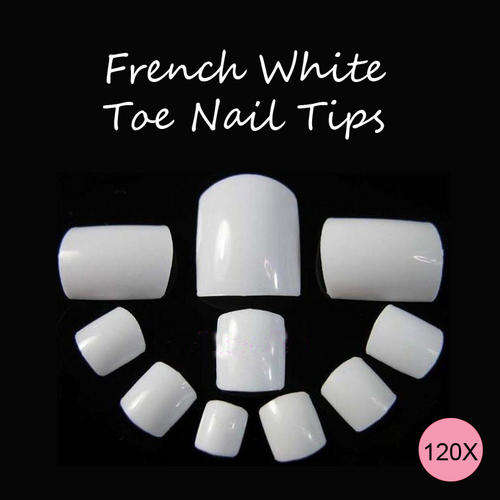 120x French White Full Toe Nail Tips Gel Acrylic French Art