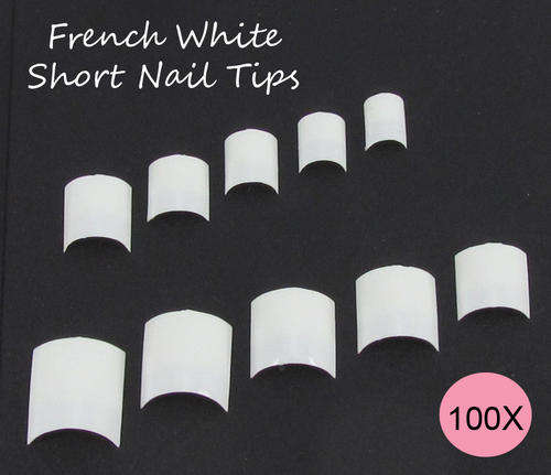 100x French White Short Nails Gel Acrylic French Art Tips