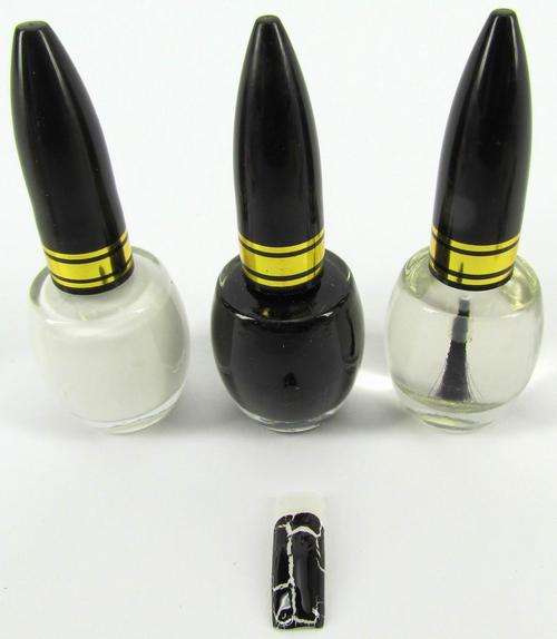 Mijona Black Crackle Nail Polish With White Base (Total 3pcs Set)