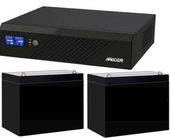 Mecer 2400VA, 1400W, 24V DC-AC Inverter Socket for Solar Power + 2x Vision FullySealed DeepCycle 12V