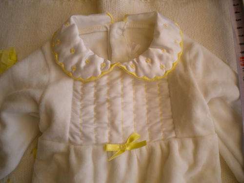 Babygrow with satin bib and thick velour?