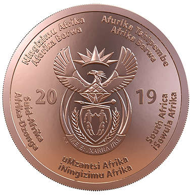 ***NEW RELEASE*** 2019 CELEBRATING SA - 25 YEARS OF DEMOCRACY - R50 1OZ BRONZE ALLOY COIN
