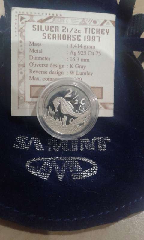 1997 SILVER PROOF 2½ c (TICKEY) - SEAHORSE