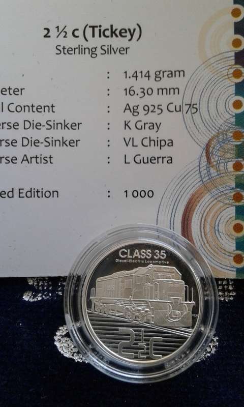2013 Silver Proof 2 1/2c (Tickey) - Trains of SA - Diesel Electric Locomotive