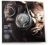 *** 2020 NEW RELEASE *** BIG 5 RHINO BRILLIANT UNCIRCULATED 1OZ SILVER AG 999