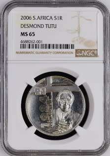 RARE - MS65 - 2006 Silver R1 - Desmond Tutu - Very Low Mintage of Only 390