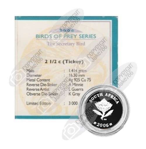 2006 Silver Proof  2½ c (TICKEY) - Secretary Bird