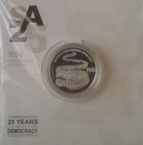 2019 Silver Proof R50 - 1oz Silver - Celebrating SA - 25 Years of Democracy