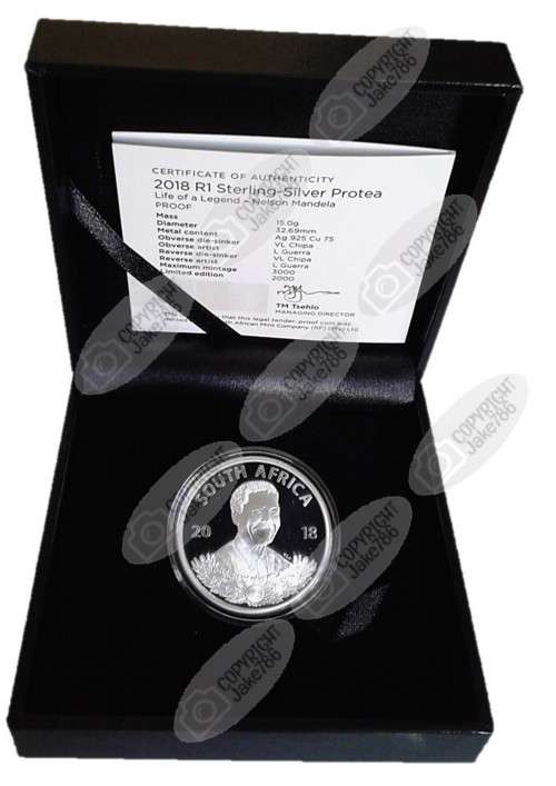 2018 Silver Proof R1 - Nelson Mandela - Life of a Legend Series