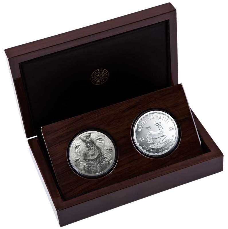 *** 2022 Big 5 Release *** Silver Proof Set - Big 5 Lion & Krugerrand with Lion Privy Mark