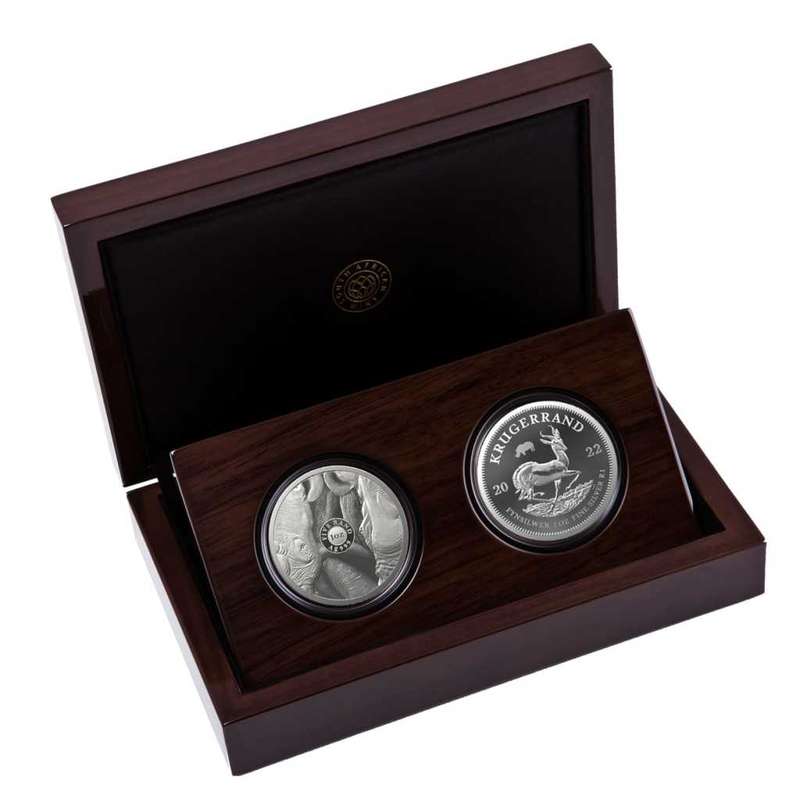 *** 2022 Big 5 Release *** Silver Proof Set - Big 5 Rhino & Krugerrand with Rhino Privy Mark