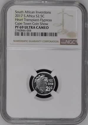 PF69 UC - 2017 Silver Proof 2½ c (Tickey) - Heart Transplant - with CPT Mintmark