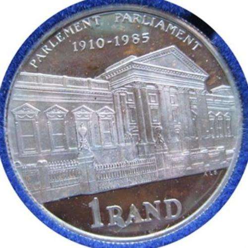 1985 SILVER Proof R1 - PARLIAMENT - IN SA MINT BOX - NICE TONING