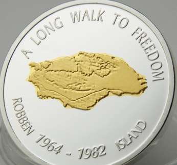 GOLD PLATED & SILVER PLATED 1oz NELSON MANDELA ROBBEN ISLAND COIN