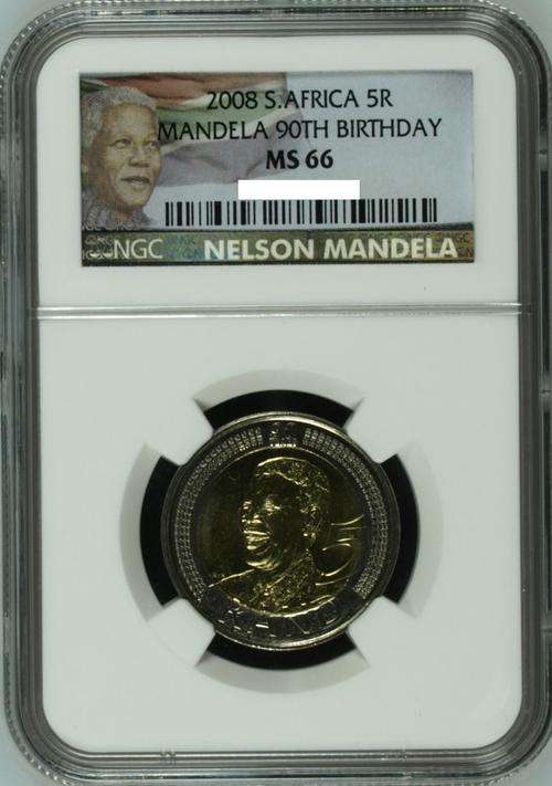 MS66 - NGC NEW LABEL - 2008 MANDELA BDAY R5 - HIGH GRADE