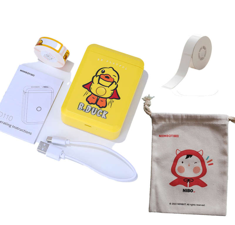 Niimbot D110 - B. Duck-Thermal Bluetooth Printer plus 2 labels and bag