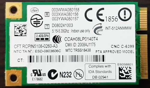 Intel Wifi 5100 Wireless Mini PCI-E Card 300Mpbs 802.11a/b/g/n 512AN_MMW-Intel WiFi Link 5100 MIMO 2
