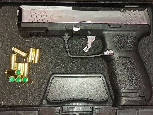 KUZEY P122 Chrome Black 9mm P.A.K. Blank / Pepper Gun