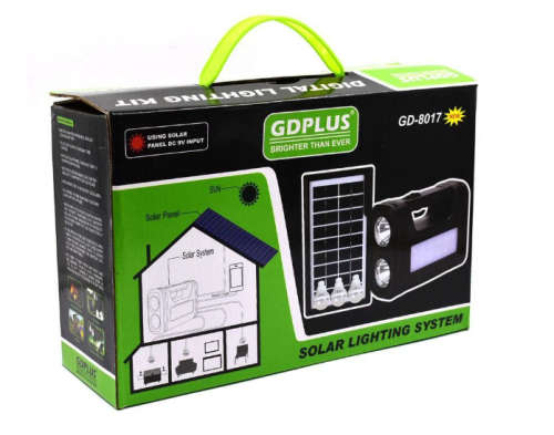 Solar Light Kit GDPLUS GD-8017 | Solar LED Light Kit | Solar Load shedding or Emergency Light Kit