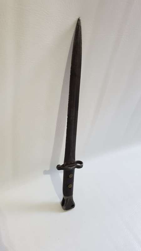 BEAUTIFUL large bayonet with wooden handle and brass studs 42cm tall!!!!!