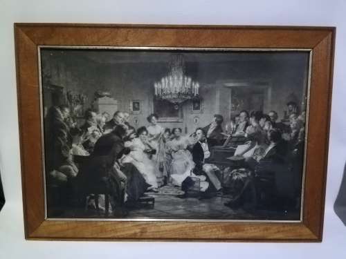 Beautiful large vintage German print in wooden frame!!!