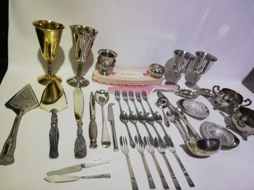 Super large Collection of silver plated items bid for all!!!!!
