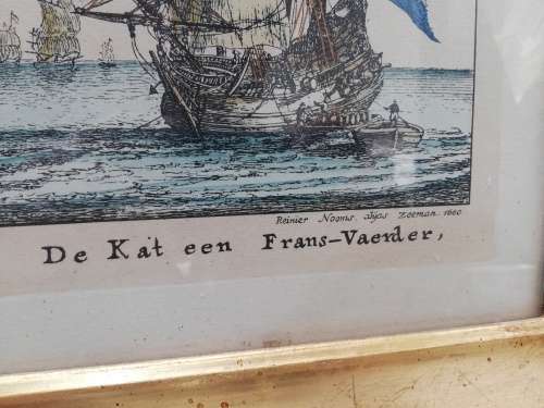 Beautiful vintage prints of ships with wooden frame 67cm x 48cm!!!!
