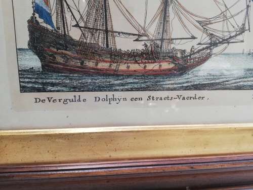 Beautiful vintage prints of ships with wooden frame 67cm x 48cm!!!!
