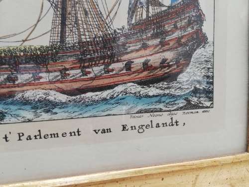 Beautiful vintage print of ships size 67cm x 48cm!!!!