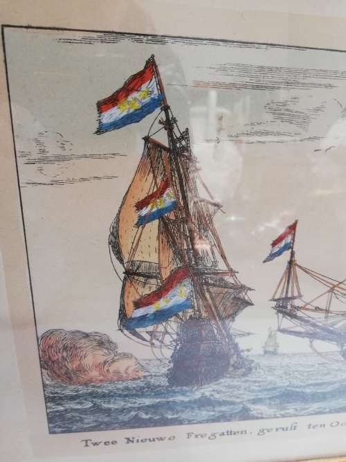 Beautiful vintage print of ships size 67cm x 48cm!!!!