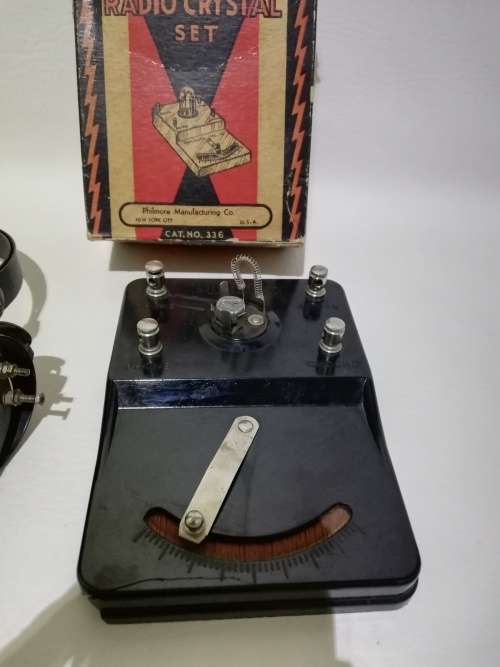RARE philmore super crystal set made in the USA with headset bid for all!!!!!