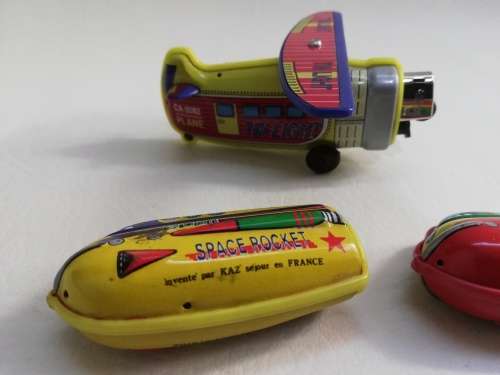 Tin plate Rocket lighters made in France bid for all!!!!!