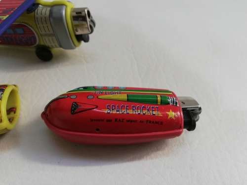 Tin plate Rocket lighters made in France bid for all!!!!!