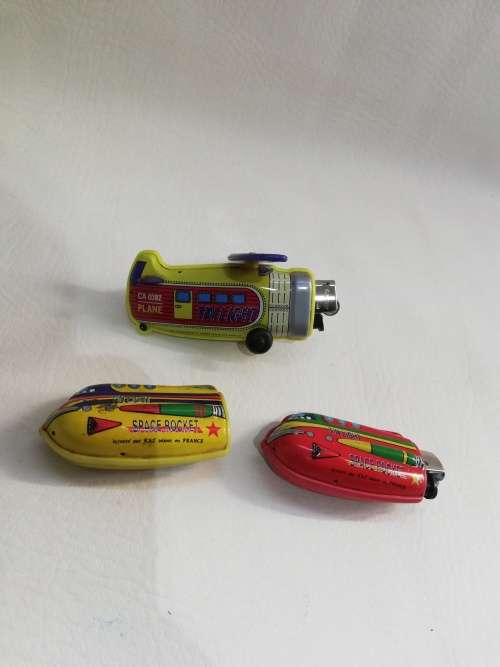 Tin plate Rocket lighters made in France bid for all!!!!!