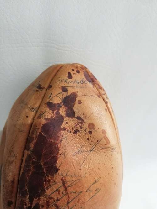 Rare vintage leather SPRINGBOK ball signed SA vs France!!!!!!!