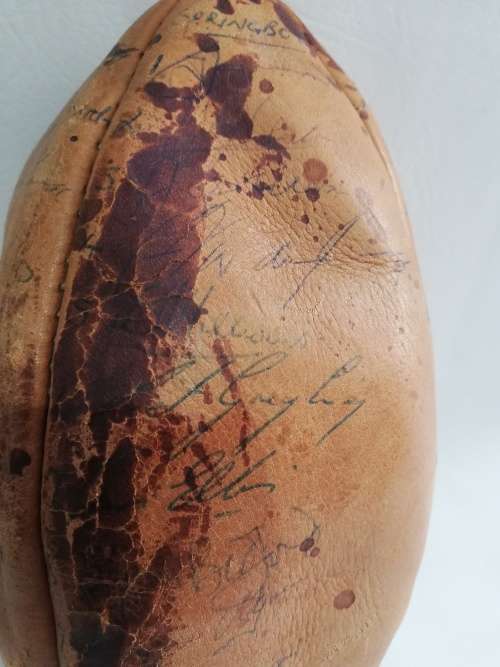 Rare vintage leather SPRINGBOK ball signed SA vs France!!!!!!!