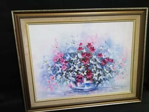 Original large oil on board painting of flowers by AC Wilkinson size 59cm x 74cm!!!!