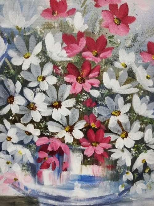Original large oil on board painting of flowers by AC Wilkinson size 59cm x 74cm!!!!