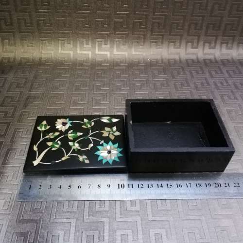Beautiful solide stone material box with inlays !!!!