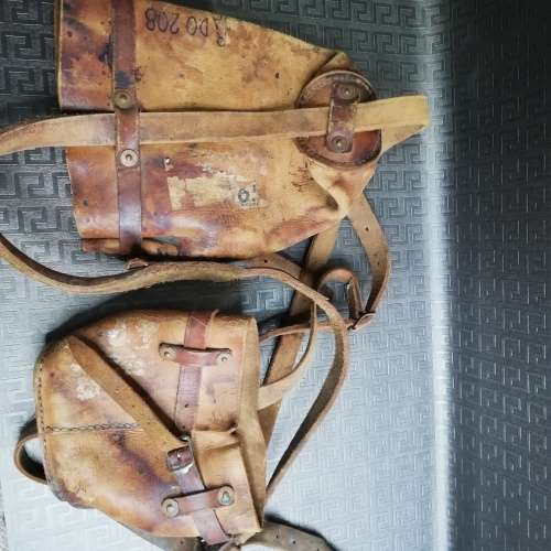 Vintage Genuine Leather horse bags with straps!!!!