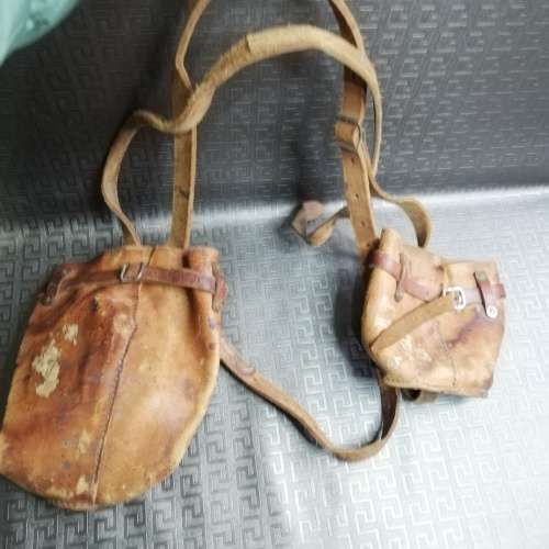 Vintage Genuine Leather horse bags with straps!!!!