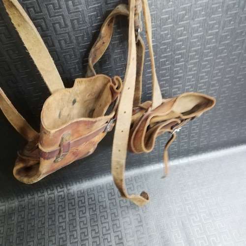Vintage Genuine Leather horse bags with straps!!!!
