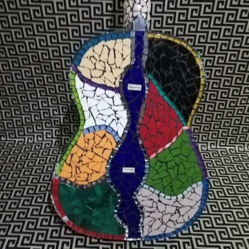 BEAUTIFUL LARGE MOSAIC ONE OF ITS KIND GITUAR WORKING!!!!!