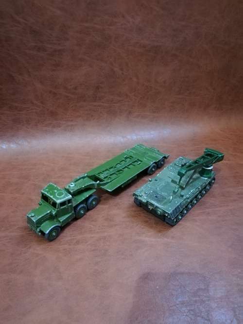 VINTAGE DINKY TOYS TRUCK TANK TRAILER AND TANK BID FOR ALL!!