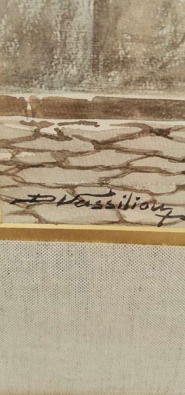 Beautiful Original watercolor by DEMETRIUS VASSILIOU SIGNED 70CM C 50CM!!!!!