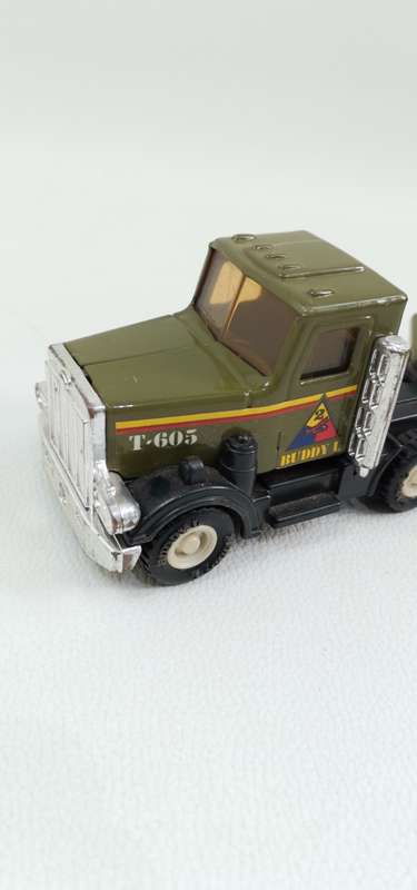 RARE BUDDY L TRUCK TRAILER AND TANK TIN PLATE TOYS MADE IN JAPAN !!!!!